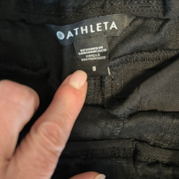 ATHLETA Black Cabo 100% Linen Joggers, Size 8, Like New - Picture 3 of 6